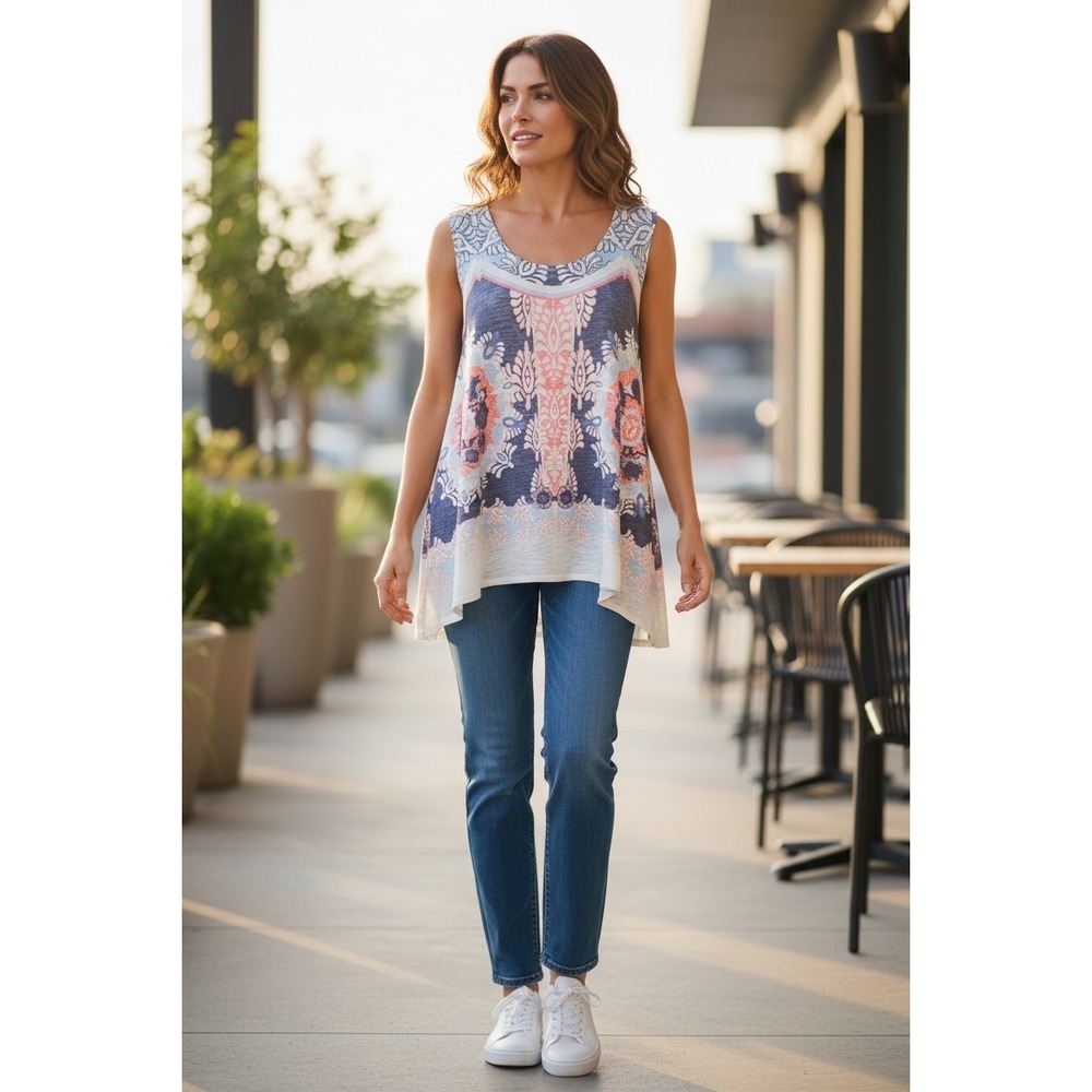 Coco's Clozet Sleeveles Patterned Tank Top Size XL Relaxed Fit Boho Camisole